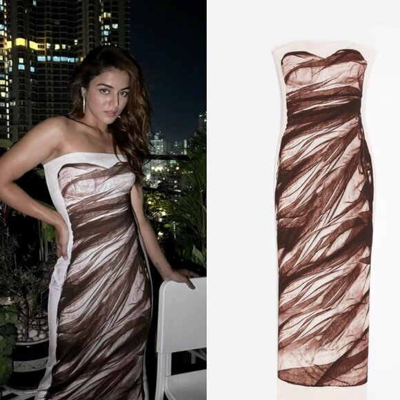 H&M Studio Trompe I'oeil Design Bandeau Dress Blogger Favorite - Picture 3 of 15
